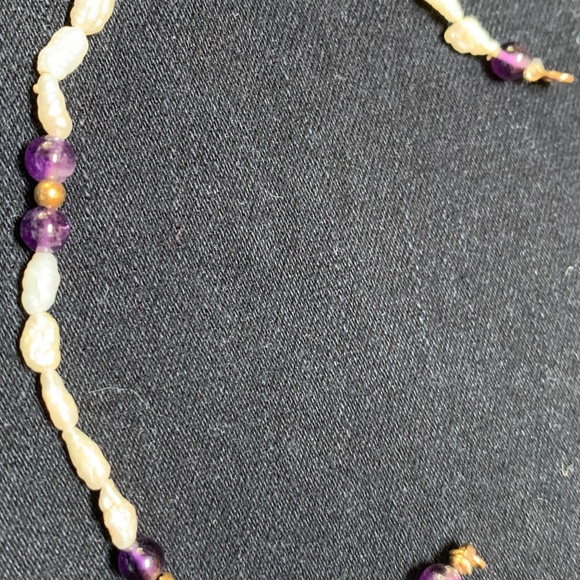 Freshwater Pearl & Amethyst Quartz Bead Bracelet - Picture 4 of 4